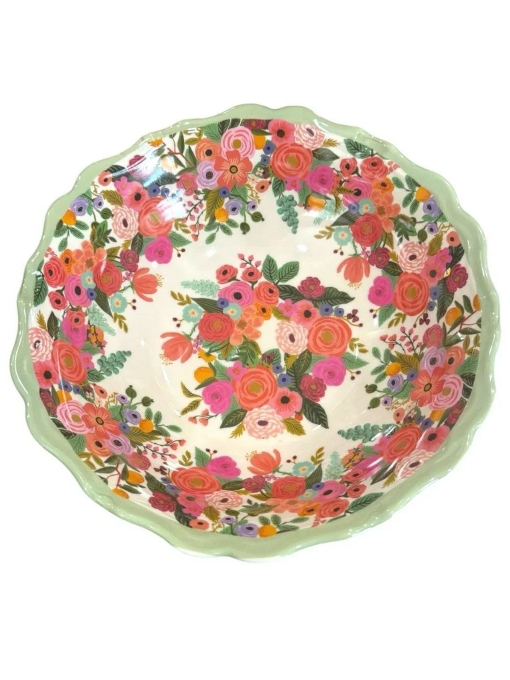 Rifle Paper Company Garden Party Floral Scalloped Melamine Serving Bowl!